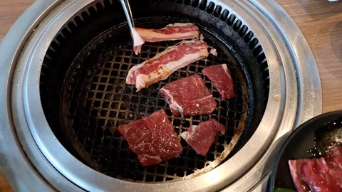 Barbeque table on a grill restaurant. Stock Footage 263538855