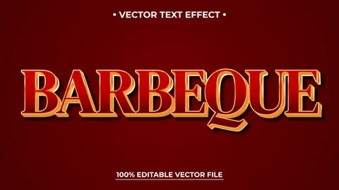 Barbeque text effect with editable vector file on a dark red background Illustrazione stock