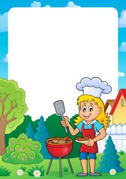 Barbeque theme frame - eps10 vector illustration. Stock Illustration