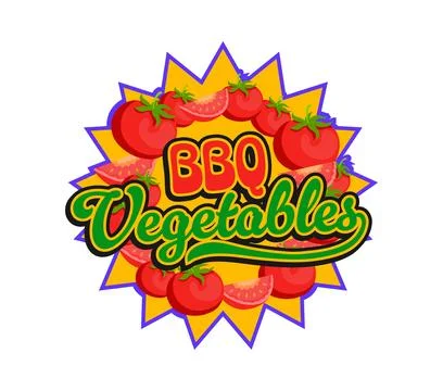 Barbeque vegetable, BBQ grill retro Y2K sticker Stock Illustration