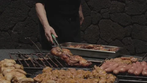 Barbeque on a volcano at Lanzarote Stock Footage 169601777