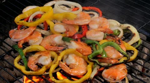 Barbequed shrimp Stock Footage 11399014
