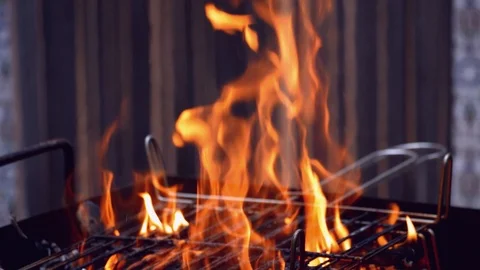 Barbequeue Grill Fire Stock Footage 92111611