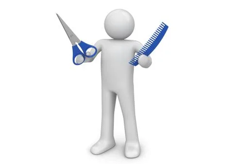 Barber (3d characters isolated on white background series) Stock Illustration