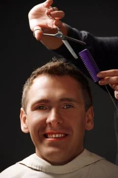 Barber and client Stock Photos