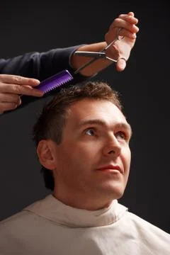 Barber and client Stock Photos