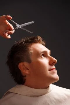 Barber and client Stock Photos