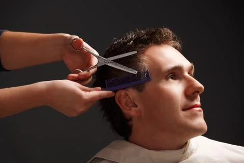 Barber and client Stock Photos