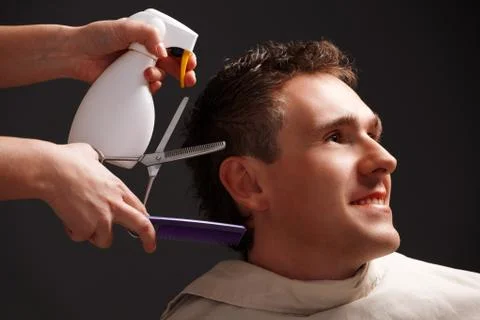 Barber and client Stock Photos