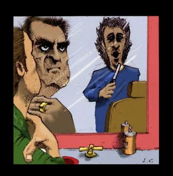 A barber and his client Illustrazione stock