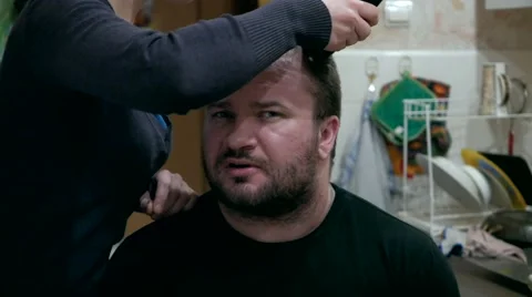 Barber and man, stop motion video Stock Footage 46891517