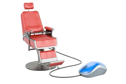 Barber chair with computer mouse. 3D rendering Stock Illustration
