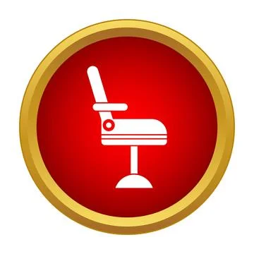 Barber chair icon inside red golden circle Stock Illustration