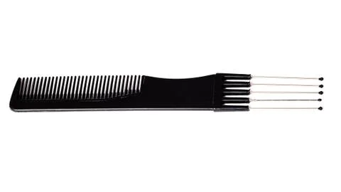 Barber comb closeup, isolate on a white background Stock Photos