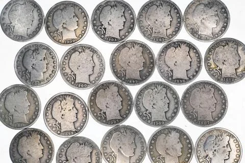 Barber Half Dollars. Stock Photos