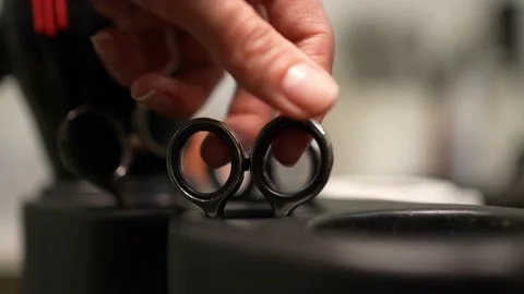 Barber hands take scissors for cutting hair Stock Footage 237475461