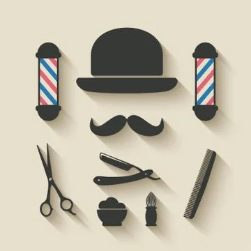 Barber icon set Stock Illustration