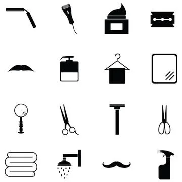 Barber icon set Illustrazione stock