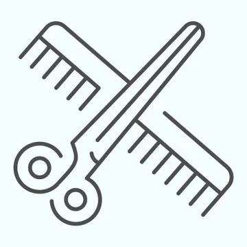 Barber Instruments thin line icon. Scissors and comb vector illustration Illustrazione stock