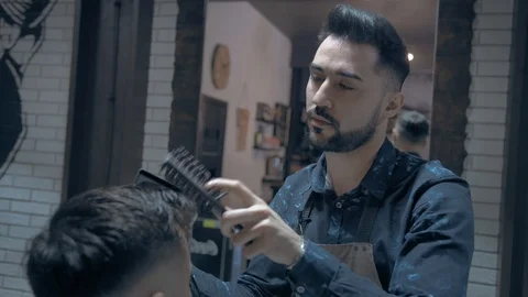 Barber make hair styling Stock Footage 88046345