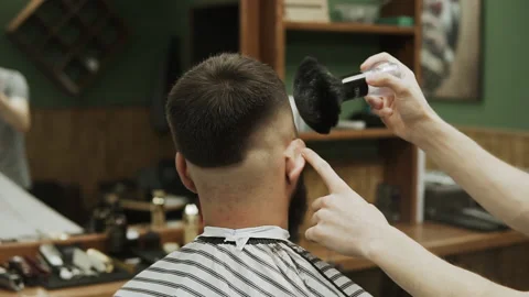 Barber makes hair styling Stock Footage 133188487