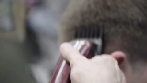 Barber making haircut using machine Stock Footage 88443484