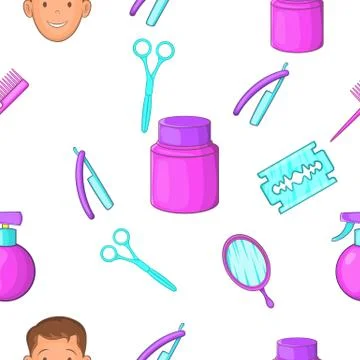 Barber pattern, cartoon style Illustrazione stock