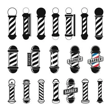 Barber Pole Collection Set Designs Silhouette, Barber Shop Vector SVG Silhouette Stock Illustration