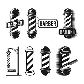 Barber Pole Collection Set Designs Silhouette, Barber Shop Vector SVG Silhouette Stock Illustration