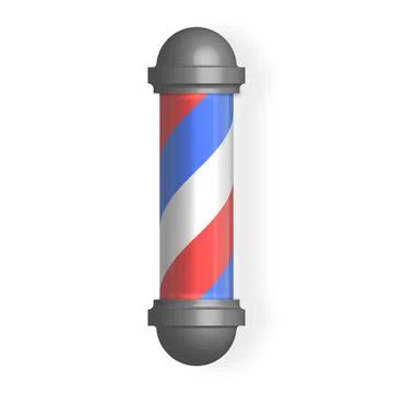 Barber pole signboard with shadow, 3D vector illustration. Stock Illustration