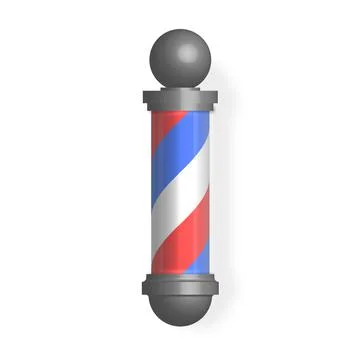 Barber pole signboard with shadow, 3D vector illustration. Stock Illustration