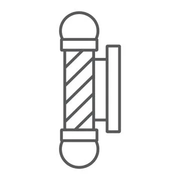 Barber pole thin line icon, salon and sign, barber shop sign, vector graphics, a Stock Illustration