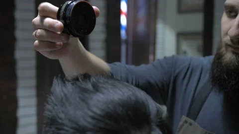 Barber powder on a man's Stock Footage 88223563