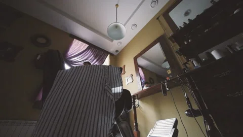 Barber prepares his workplace for the working day. Stock-Footage 100636908