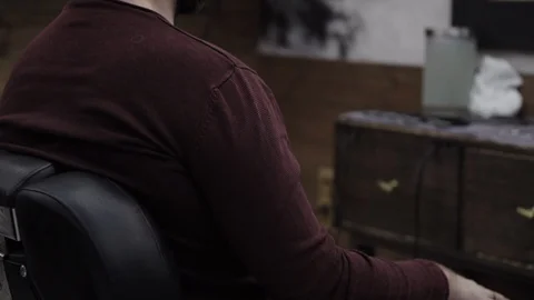 Barber put a sheet to cover Stock Footage 88144689