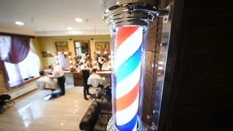 Barber s Pole close-up on the background of barbershop Stock-Footage 104017047