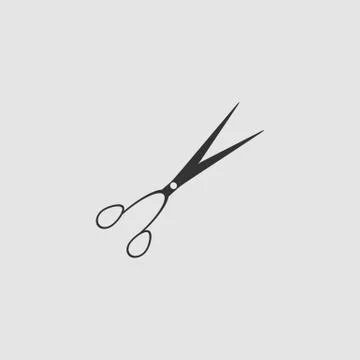 Barber scissors icon flat. Stock Illustration