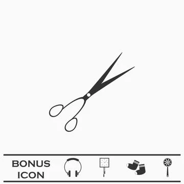 Barber scissors icon flat. Illustrazione stock