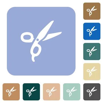 Barber scissors rounded square flat icons Stock Illustration