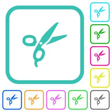 Barber scissors vivid colored flat icons 库存插图
