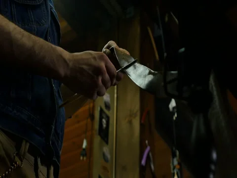 Barber sharp straight razor blade with leather strop. Stock Footage 71041787