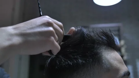 Barber shears customer macro2 Stock Footage 88223411