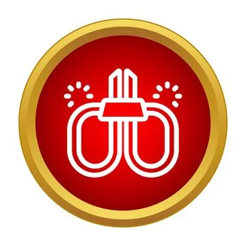 Barber shears icon in red gold circle Stock Illustration
