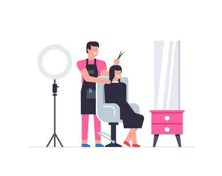 Barber shop interior Stock Illustration