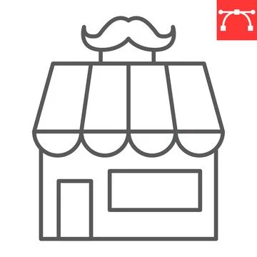 Barber shop line icon Stock Illustration