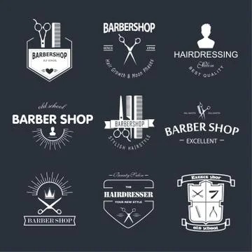 Barber shop logo set Stock Illustration