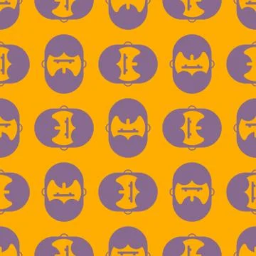 Barber shop pattern. Bearded ornament. Head hipper ornament. beard texture Stock Illustration