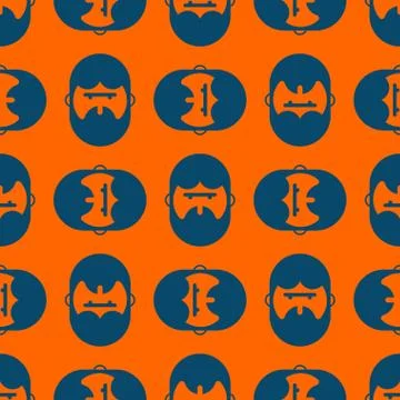 Barber shop pattern. Bearded ornament. Head hipper ornament. beard texture Stock Illustration