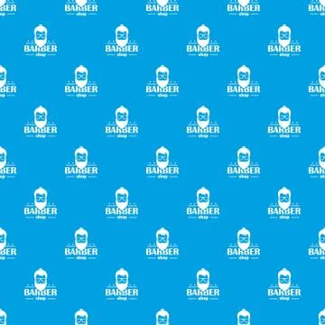 Barber shop pattern seamless blue Stock Illustration
