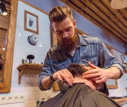At the barber shop Foto stock